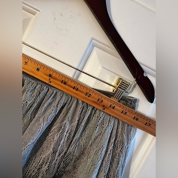 KIMCHI BLUE UO 7 Washable Skater Skirt US 10 Silver Green Lurex LACE Velvet NEW - Picture 10 of 12